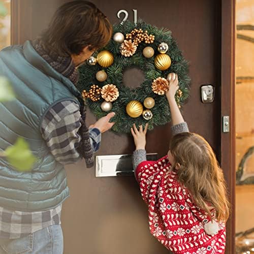 Lintimes Christmas Wreath for Front Door, Champange Gold Theme 16in Christmas Wreath com bola de bola, pinheiros