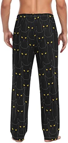 Calça de pijama de flor de gato calças de lounge masculinas leves de pijama com cordas de cordão