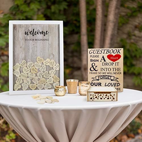V-Costa Wedding Wedding Livro de convidados alternativo com corações para assinatura de casamento |