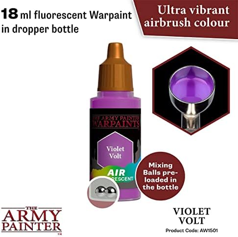 O pintor do exército Warpaint Air Fluorescent Violet Volt - Tintura de água com água fortemente