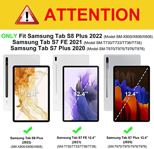 Caixa de rotação do Fintie para Samsung Galaxy Tab S8 Plus 2022/S7 FE 2021/S7 PLUS 2020 12,4 polegadas com