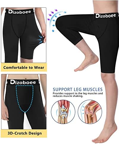 Dizoboee Youth Boys Compression Calças de uma perna 3/4 leggings para esportes calças de basquete infantil 2 pacote