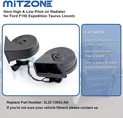 Mitzone Horn Assembly com suporte compatível com 2000-2006 Ford Taurus F-150 Expedição Mercury Sable Lincoln