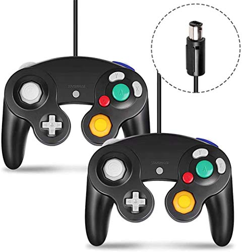 Controlador GameCube, controladores com fio clássicos compatíveis com Nintendo Gamecube, Black 2-Pack