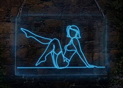 Ancfun Girl sentada no chão de néon, tema do peoper