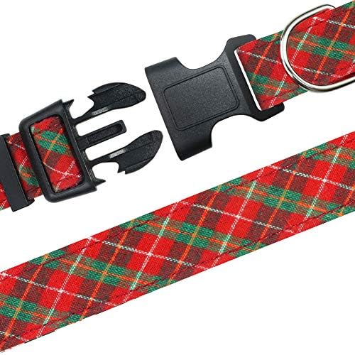 Taglory Christmas Holiday Dog Collar, Floral Classic Plaid Pattern Gift, colares de cachorro ajustáveis ​​para