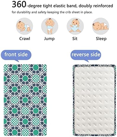 Mini-berço com tema geométrico folhas de berço, lençóis de mini berço portáteis lençóis de colchão