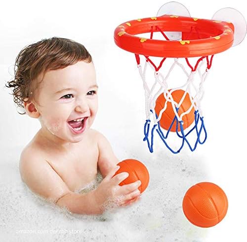 Deerbb Baby Bath Toys Basketball Hoop & Mini Balls Set for Toddlers Boys Girls, Bathtub Playsets para crianças 1 ano+