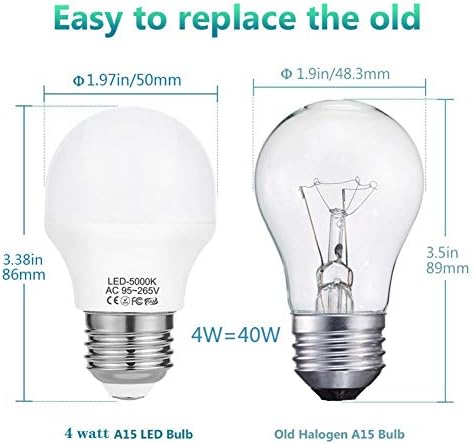 Lâmpada LED A15, lâmpadas LED de 4W G45 3000k branco macio, base média, luzes LED brilhantes de