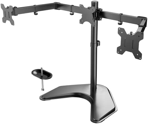 Huanuo Triple Monitor Stand-Para 13-24 polegadas 3 Monitor Monta de mesa, braço livre livre de serviço pesado,