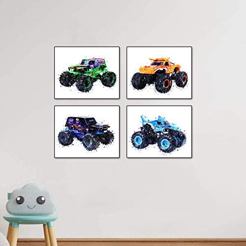 Monster Truck tem tema de arte pintura aquarela Art Art Printe