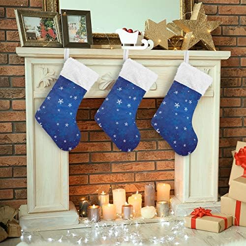 Pimilagu Christmas Snowflake meias de Natal 1 pacote 17,7 , meias penduradas para decoração de Natal