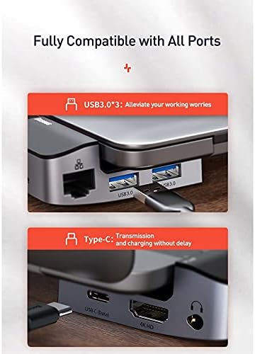 WJCCY 9 em 1 USB C Cubra C Tipo C Hub a 4khd RJ45 Jack 3.5 Adaptador PD Multi USB 3.0 para MacBook