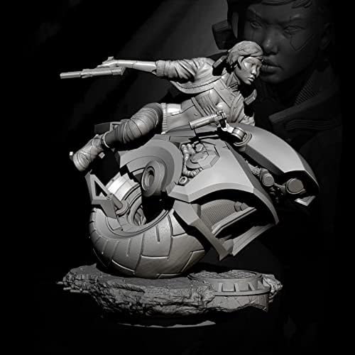 ETRIYE 1/24 Modelo de soldado de resina Modelo de ficção científica Assassino feminino e motocicleta