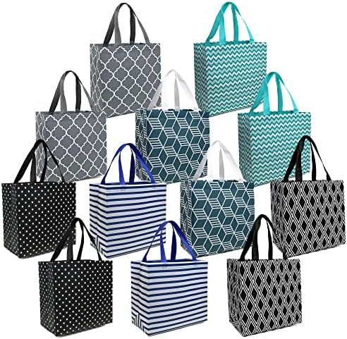 BEEGREEN 12 bolsas de presente de embalagem sacolas reutilizáveis ​​de mercearia para mulheres Mãe Festa de Casamento de Bridesmaid de Aniversário L13.4 '' × W13.4 '' × H7 '