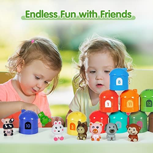 Brinquedos de animais de fazenda para crianças 1-3 com contagem, correspondência, classificação, Montessori