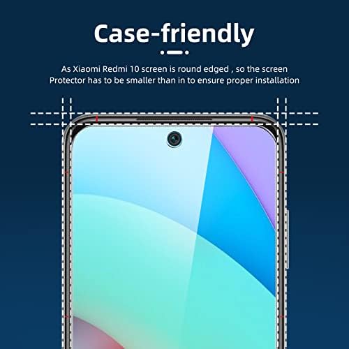 New'C [3 pacote] projetado para Xiaomi Redmi 10 Protetor de tela Vidro temperado, anti -riso, sem bolhas, ultra resistente