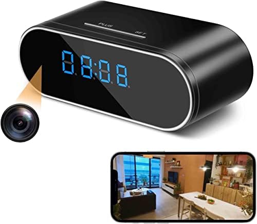 Câmera escondida Woonzer, câmera de espião HD 1080p WiFi Alarm Clock Camera com visão noturna/Detecção
