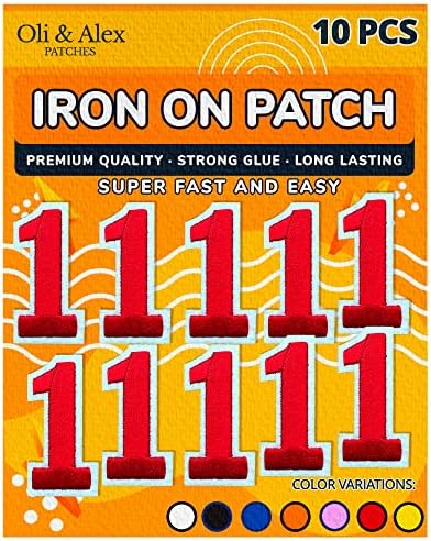 Ferro em remendos - Número vermelho 1 Ferro em remendos - 10 PCS Número de manchas de reparo decorativo bordado para roupas - vermelho, 1