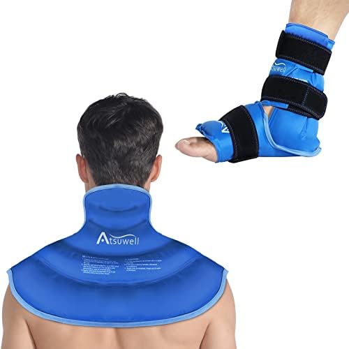 ATSUWELL ICE Packs Combo para ombros do pescoço e lesões no tornozelo do pé, terapia com compressão fria para