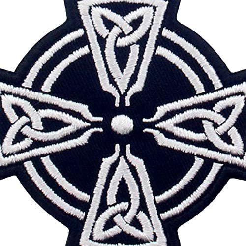 Celtic Circ Circle Patch Appliques Ferro bordado em costura no emblema, branco e preto