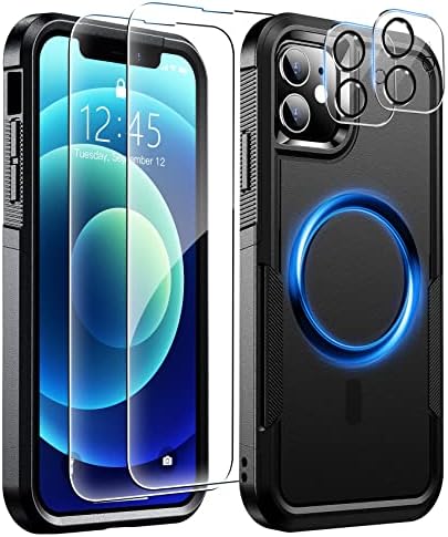 [5 em 1] Magnetic para iPhone 12 Case e iPhone 12 Pro Phone Case, [MagSafe Compatível] [Protetor