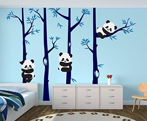 Berçário panda urso de bambu na parede de árvore berçário decalque florestas florestas quarto garotas de bétula