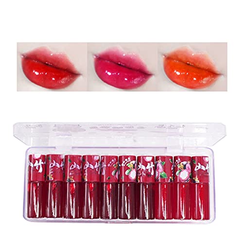 Lipstick em conjunto de 10 esmaltes de frutas de frutas de frutas criativo para uso diário de veludo batom