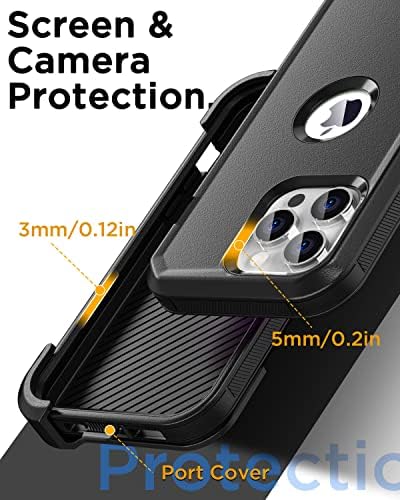 AICASE para iPhone 14 Pro Belt Clip Case, Proteção de queda pesada Proteção de corpo inteiro Protetor militar de choque robusto Tampa durável para iPhone 14 Pro 6.1
