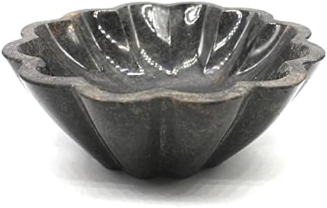 Tigela de ágata preta floral feita à mão decorativa para cura carregamento de cristal, limpeza, oferecendo uma pedra de selenita de pedras preciosas