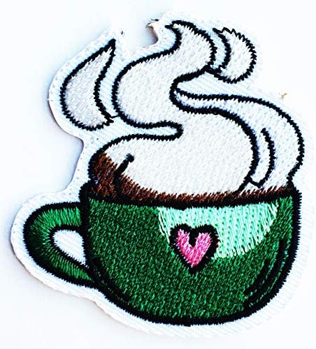 Espresso Cappuccino Coffee Cope Hot Drink Kids Cartoon Ferro em remendo suprimentos de patch bordados para