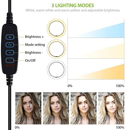 Anel de selfie brilhante Tri-Color Light Compatível com seu tablet Lenovo Yoga 2 8 polegadas 10 polegadas com remoto para transmissão ao vivo/maquiagem/youtube/tiktok/vídeo/filmagem