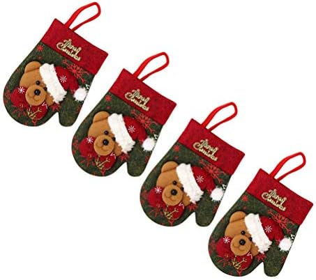 Sacos doiTool 4 PCs Luvas de Natal cortador e garfos saco de talheres de talheres bolsas de presente decoração de natal decoração