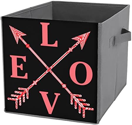 Love Arrow Storage Bins Cubos Organizadores de tecido dobrável com alças de roupas de manobra BOIX BOTORES BROTOMENTOS DE BOTOS PARA PRETAS DO REMESTE 10.6