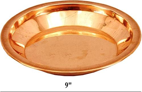 Placa Thali Pooja Thali de cobre, Poojan Finalidade, Item de presente espiritual, 9 polegada cada, conjunto