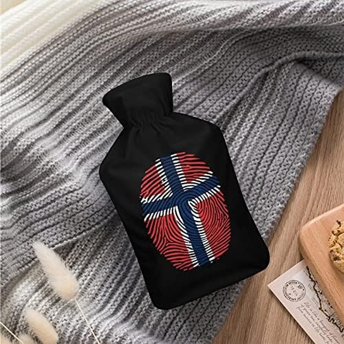 Bandeira da Noruega Penas de água quente garrafa com tampa macia de pelúcia saco de injeção de água de borracha quente 1000ml