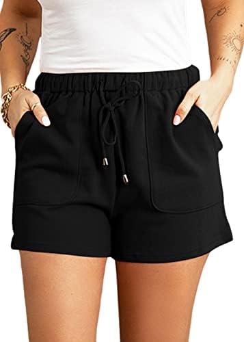 Shorts kmoly para mulheres casuais no verão elástico cintura alta shorts confortáveis ​​com bolsos