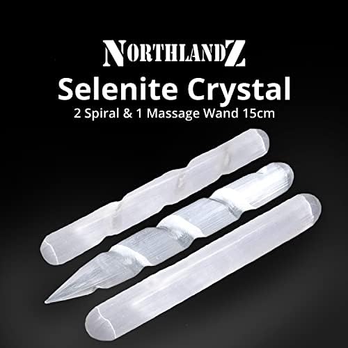 Cristais de cura selenita de Northlandz, 2 varinhas com bastão de massagem única, cristais de alto efeito de