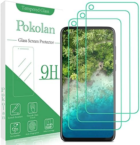 Protetor de tela Pokolan [3-Pack] projetado para Motorola Moto G Power 2020 Vidro temperado, dureza 9H, sem bolhas, anti-arranhão, fácil de instalar