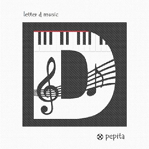Canvas de agulha de Pepita: Música da letra D, 7 x 7