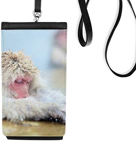 Monkey Organismo Fotografia Animal Carteira da carteira pendurada bolsa móvel bolso preto