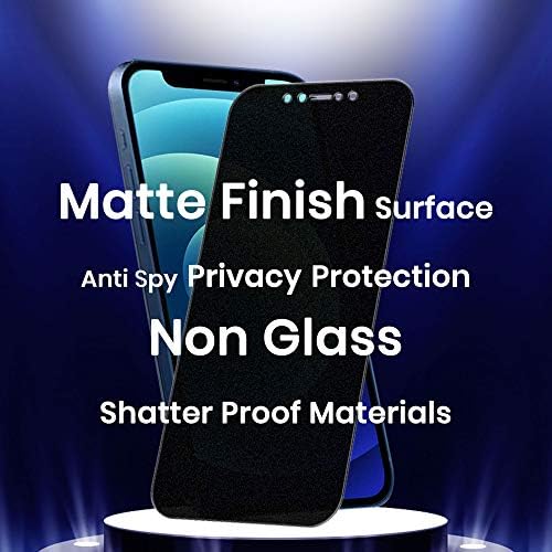 Protetor de tela de privacidade fosco de Omnifensidade projetada para iPhone 12 Pro Max Glass não temperadas, Proteção de Privacidade Anti-espião Anti-brilho anti-impressão digital Instalação fácil de instalação de caixa livre de bolhas, 2 pacote de 2 pacote