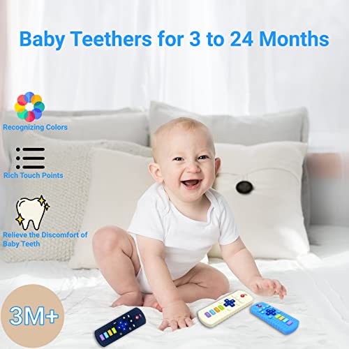 Brinquedos de dentição bebê, 2pack controle remoto de dentição para o bebê 6-12 meses/3-6 meses, silicone, Roku
