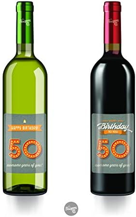 Fawesome de 50º aniversário Rótulos de garrafas de vinho Conjunto de 4 decorações de festas de aniversário de seleção