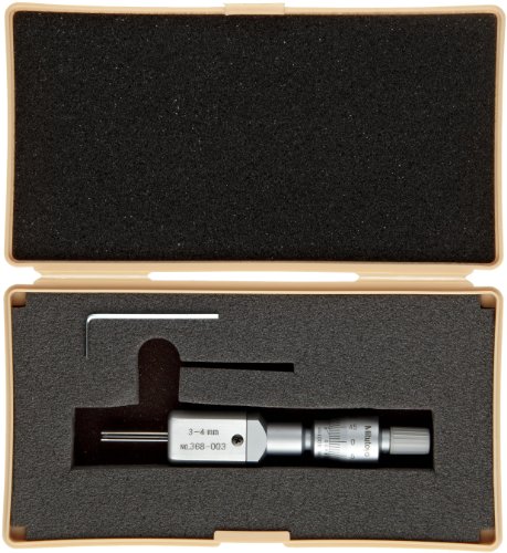 Mitutoyo 368-003 Holtest Vernier dentro do micrômetro dentro, faixa de dois pontos, 3-4mm, graduação