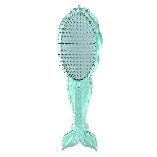 Glimmer Wish Mermaid Deftanging Brush para crianças - Anti Frizz e Anti estático - cerdas macias e longas para ajudar a se destacar com facilidade - suave