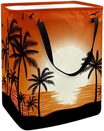 Tropical Palm Summer Sunset Sunset Coconut Tree Tree Red cesto de lavanderia de armazenamento