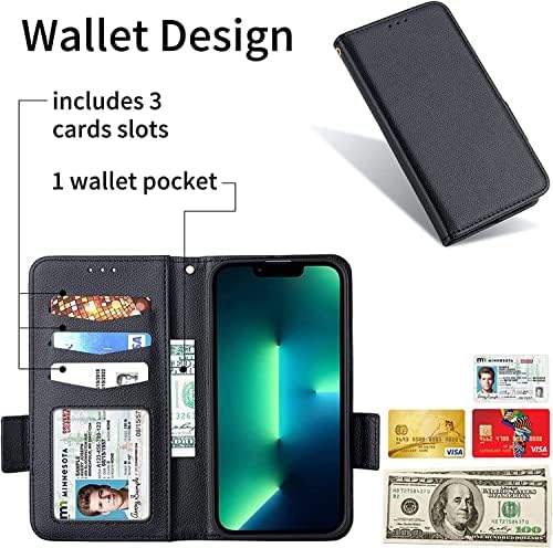 Coepmg Wallet Case para iPhone 14/14 Plus/14 Pro/14 Pro Max, capa de couro premium com suporte de cartão e