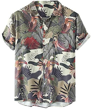 Camisas de verão ahola para masculino, manga curta Button Down Down Hawaiian Shirts Beach Tops Casuais Cirtas