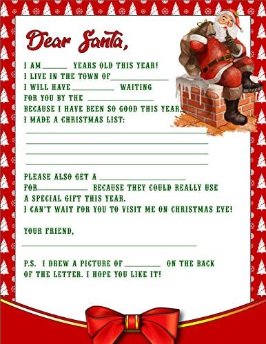 Carta ao Papai Noel da Criança - Conjunto de 30 Papers - Lista de desejos - Kit para sala de aula ou grupo